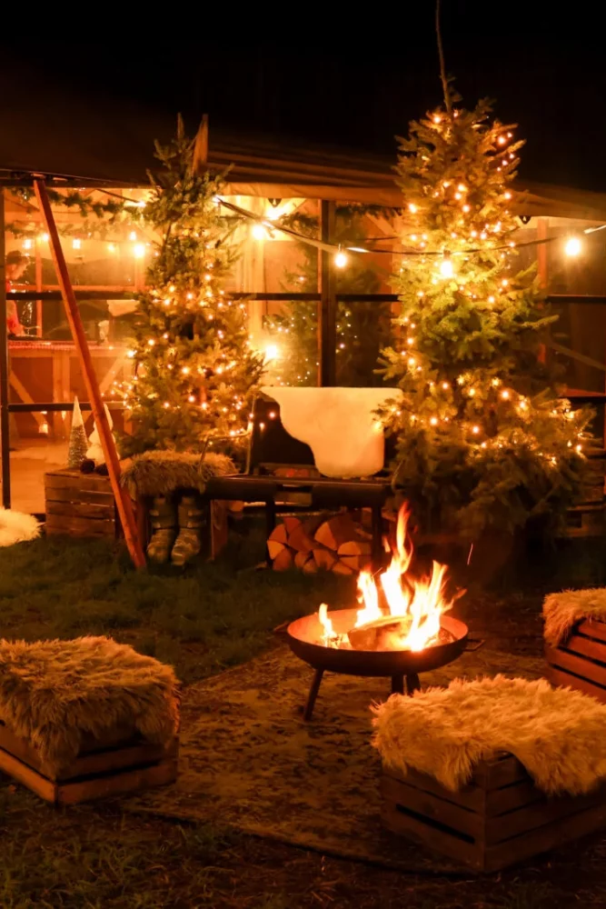 Stretchtent met aankleding huren winterfeest